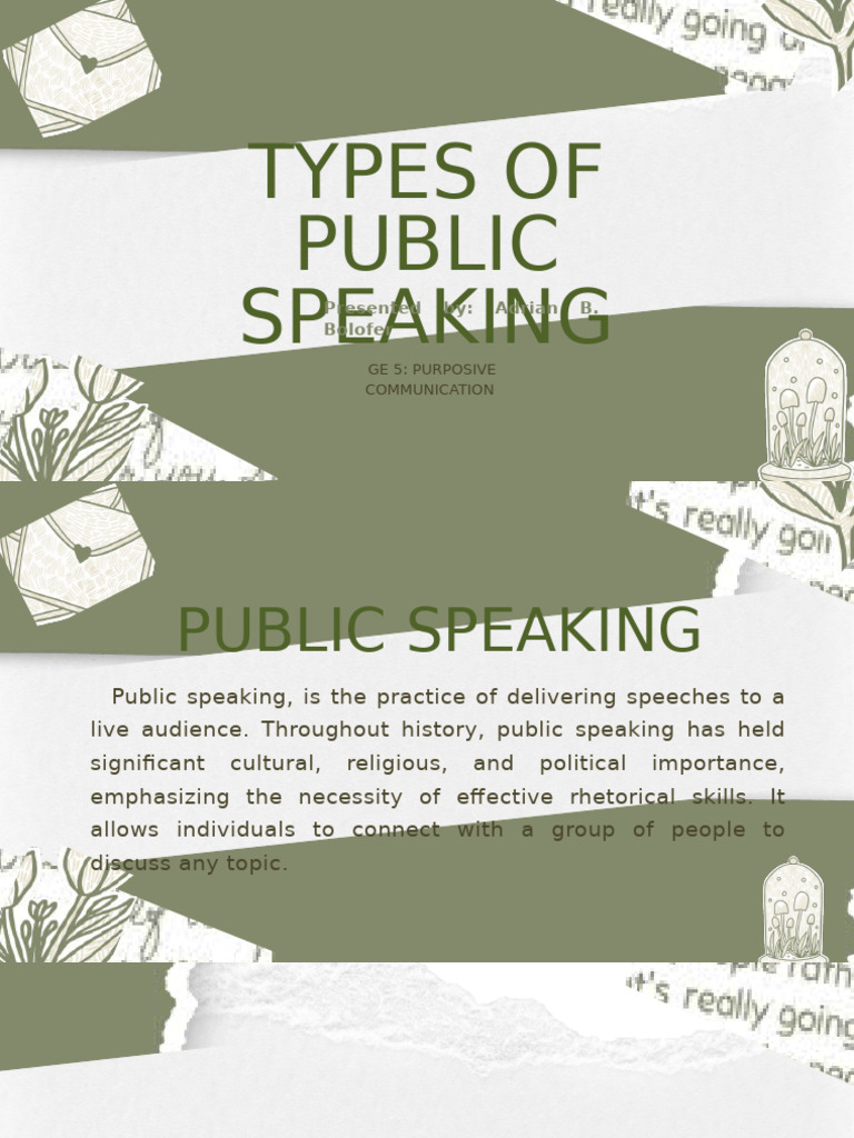Types of Public Speaking Explained | PDF | Public Speaking | Speech