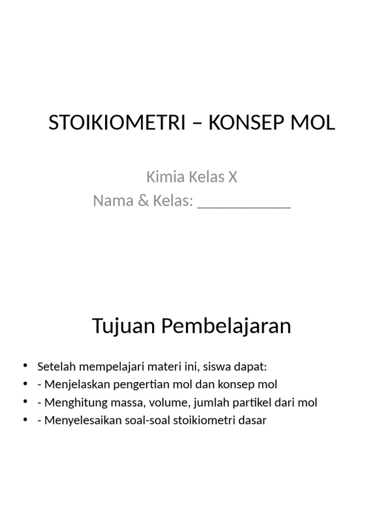 Konsep Mol dalam Stoikiometri Kimia | PDF