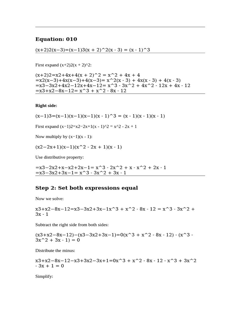 Solve Polynomial Equation Steps | PDF