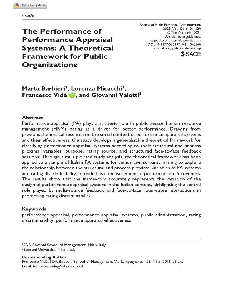 Framework for Public Performance Appraisal | PDF | Performance Appraisal