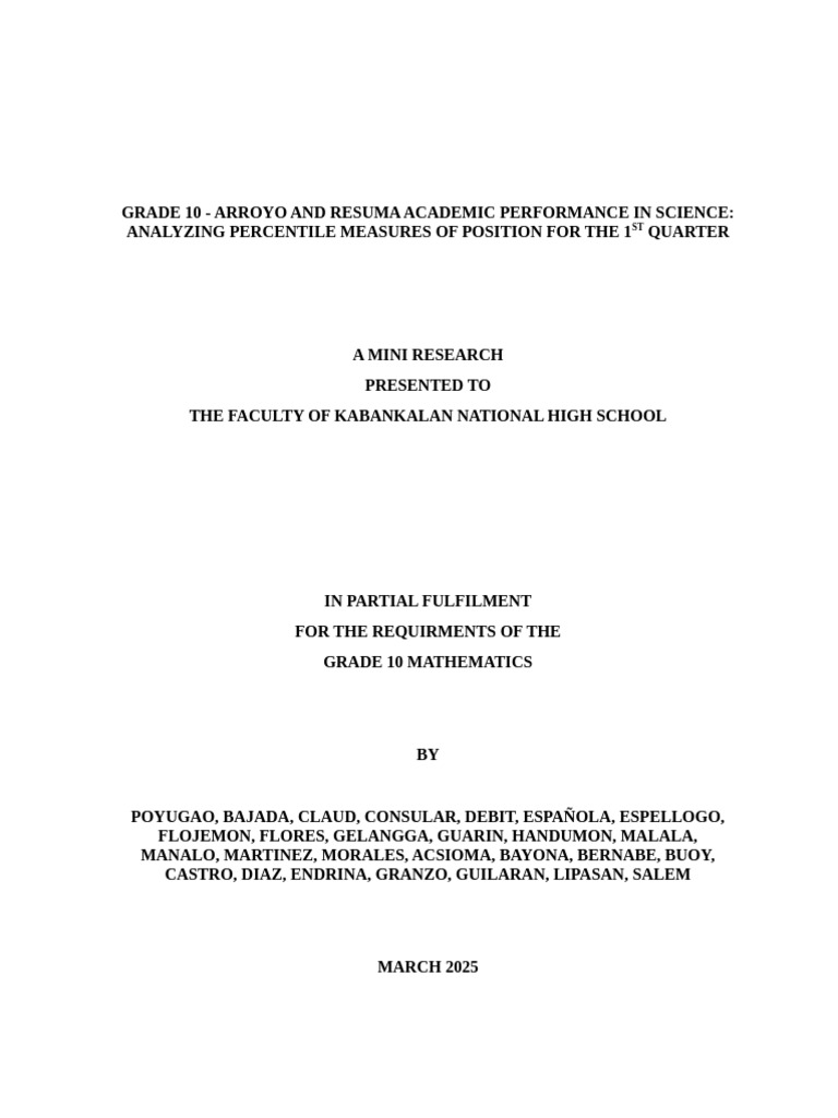 Grade 10 Science Performance Analysis | PDF | Statistics | Percentile