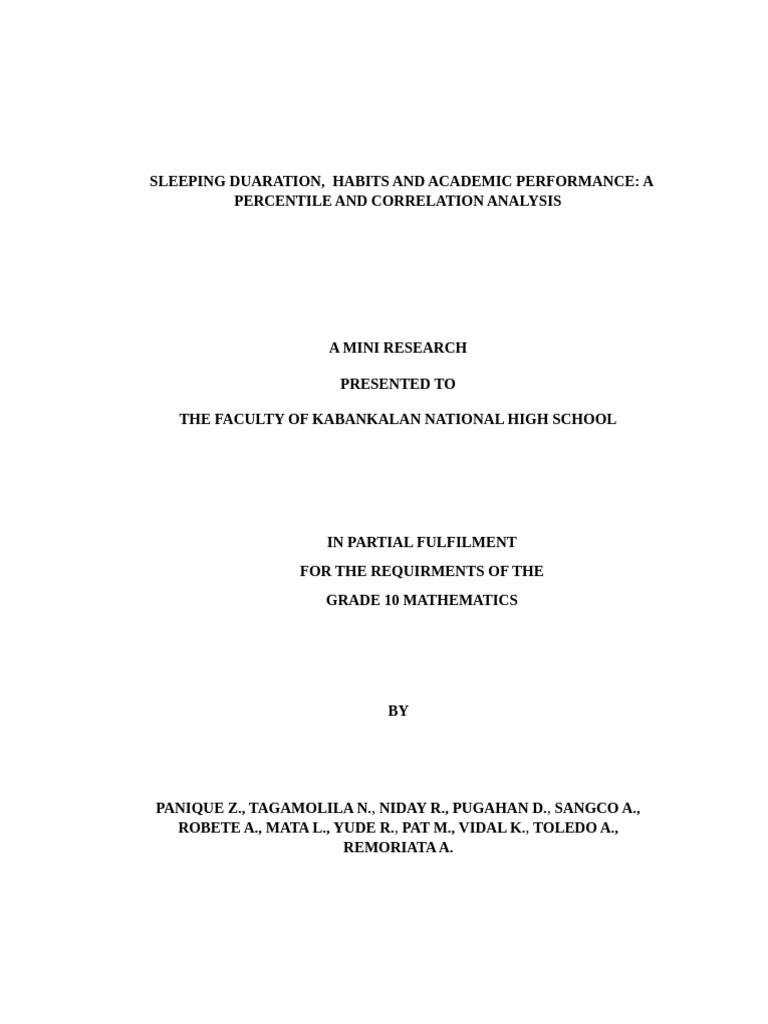 Mini Research Tagamolila | PDF | Sleep | Sleep Deprivation