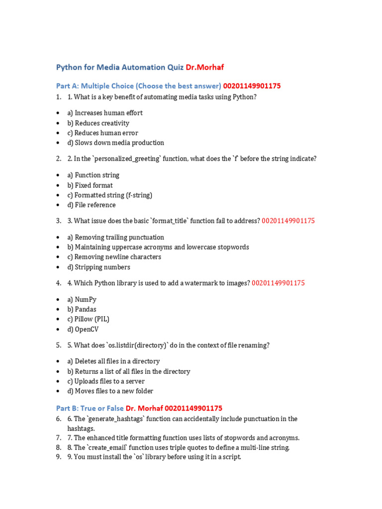 Python Media Automation Quiz | PDF | Computer File | Python ...