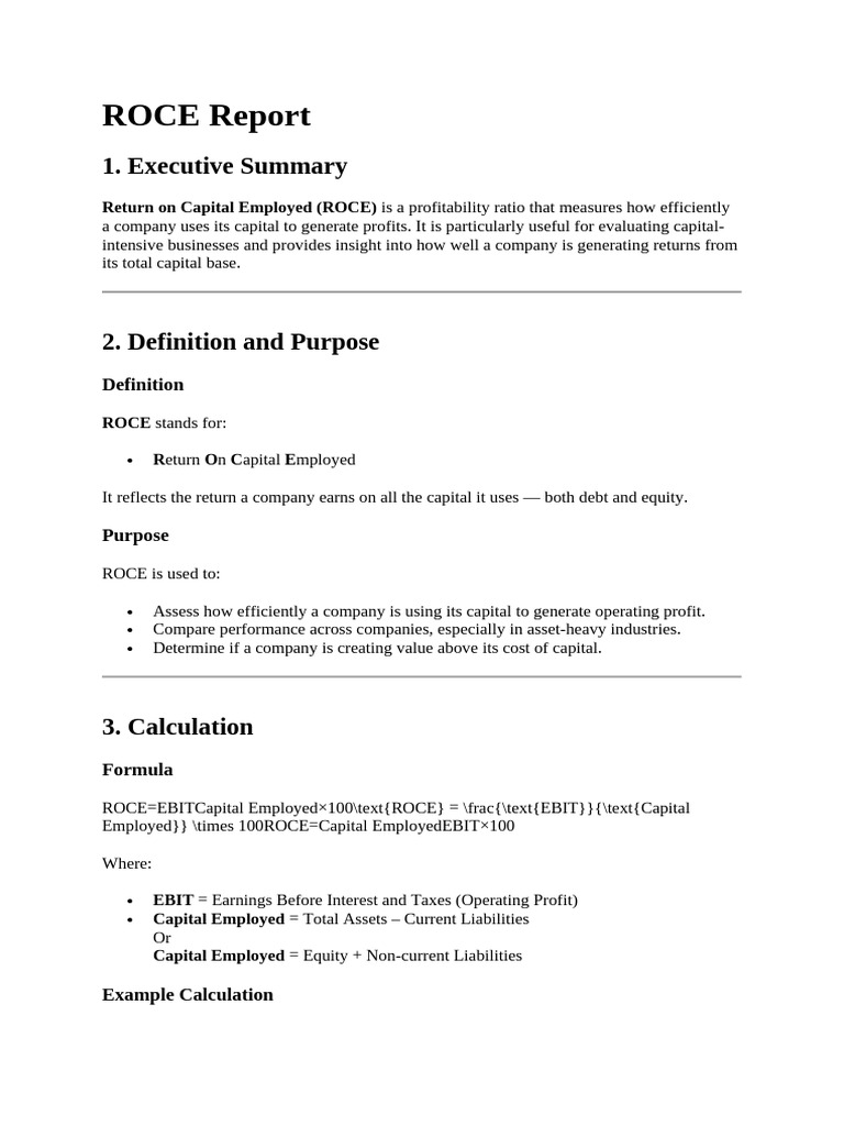 Understanding ROCE: A Profitability Metric | PDF | Return On Equity ...