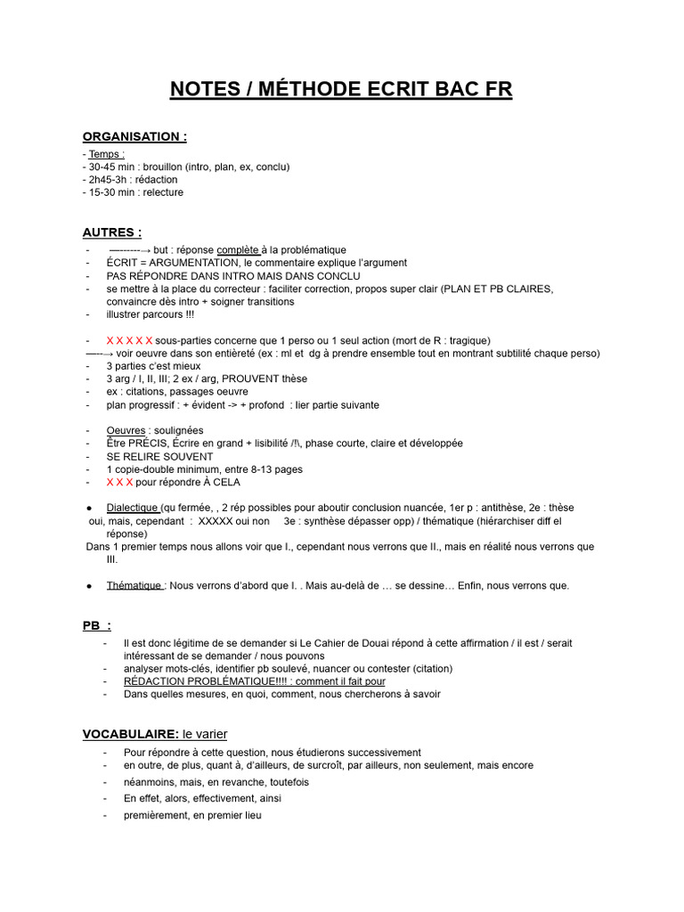 Méthode de rédaction pour le Bac Ecrit | PDF | Rime dans la poésie ...