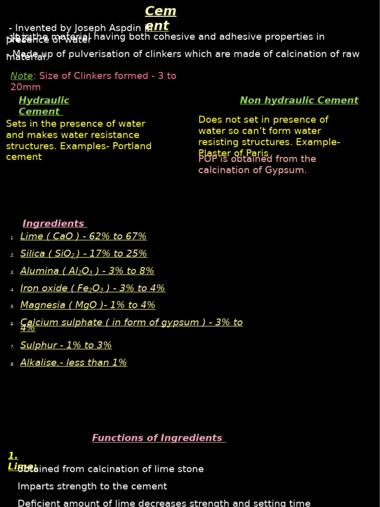 Understanding Cement Types and Composition | PDF | Cement | Lime (Material)