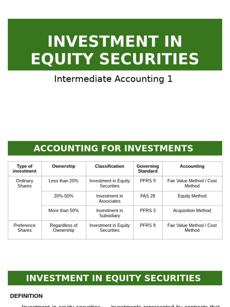 Equity Securities Investment Accounting Guide | PDF | Equity (Finance ...