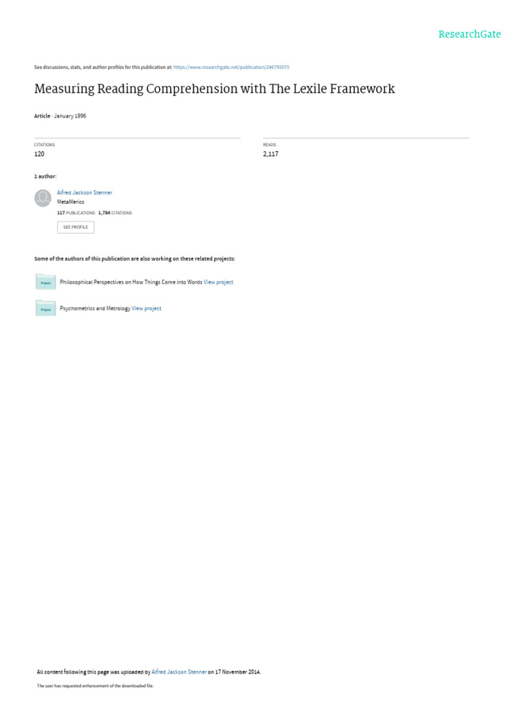 Lexile Framework for Reading Comprehension | PDF | Measurement ...