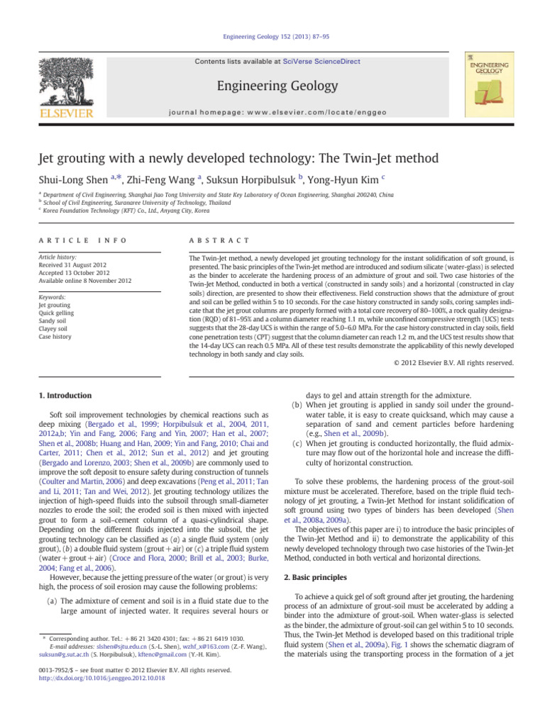 Twin-Jet Method for Jet Grouting Technology | PDF | Geotechnical ...
