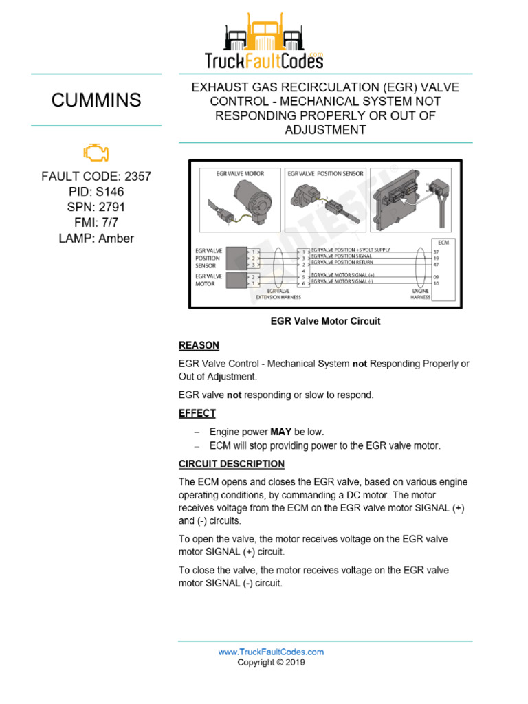Cummins ISX - 2357 EGR Valve Control Troubleshooting | PDF