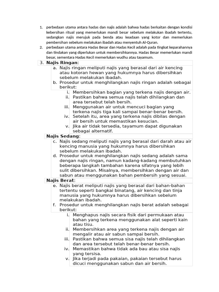 Perbedaan Hadas dan Najis dalam Ibadah | PDF