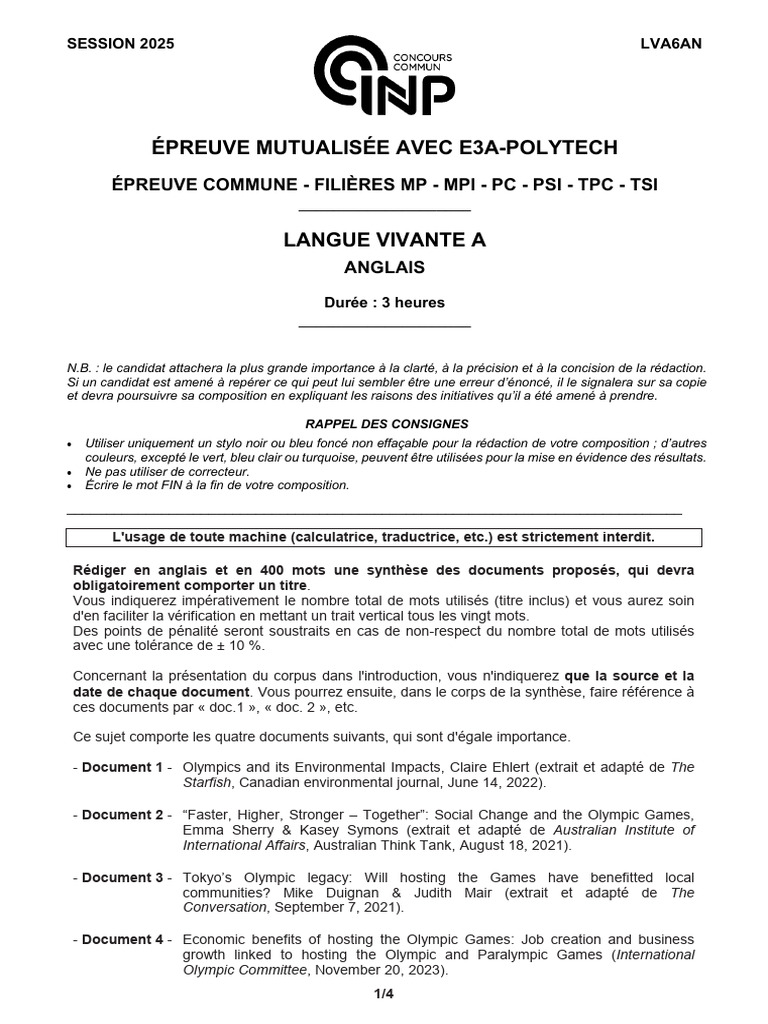 LVA Anglais 2025 | PDF | Olympic Games | Infrastructure