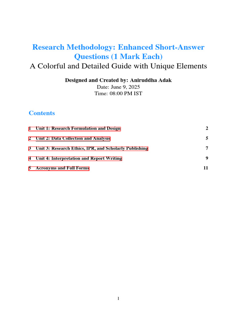 Research Methodology Q&A Guide | PDF | Methodology | Statistics