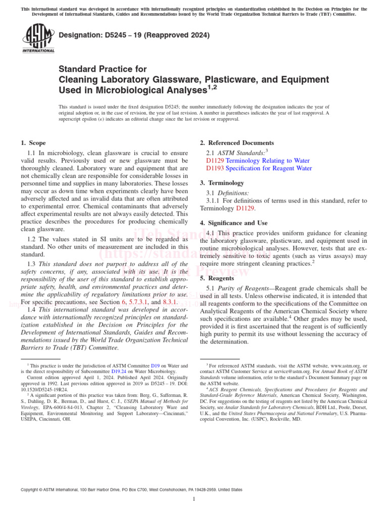 Cleaning Standards for Lab Equipment | PDF | Chemical Substances