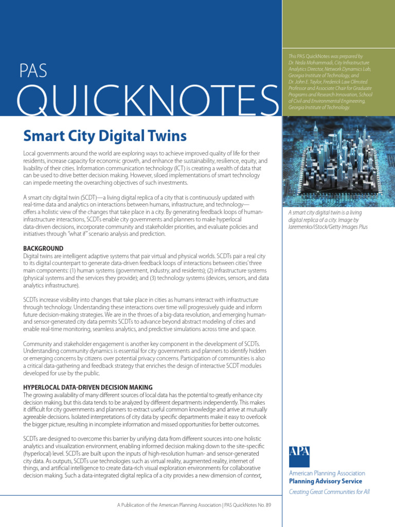 APA - Smart City Digital Twins | PDF | Data | Analytics