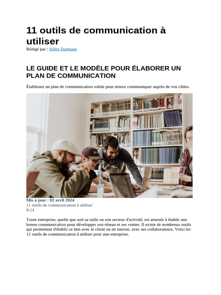 11 Outils de Communication Essentiels | PDF | la communication ...