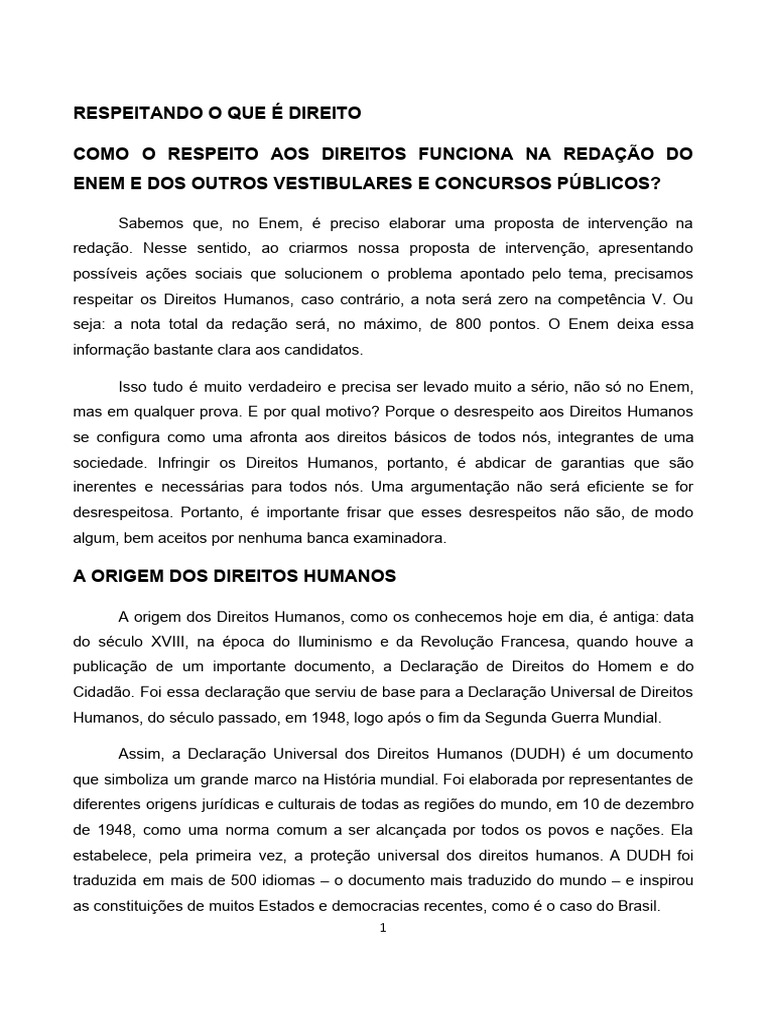 Direitos Humanos na Redação do ENEM | PDF | Direitos Humanos