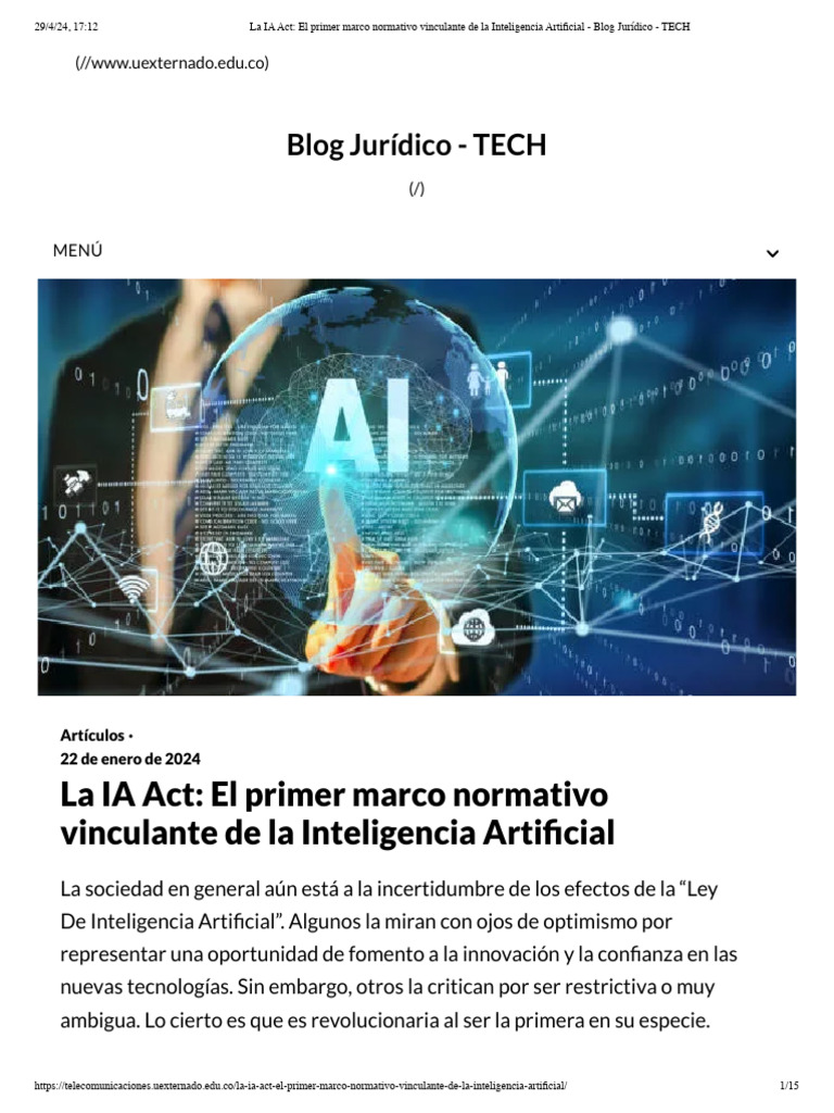 IA Act: Primer marco regulatorio de IA | PDF | Inteligencia artificial ...