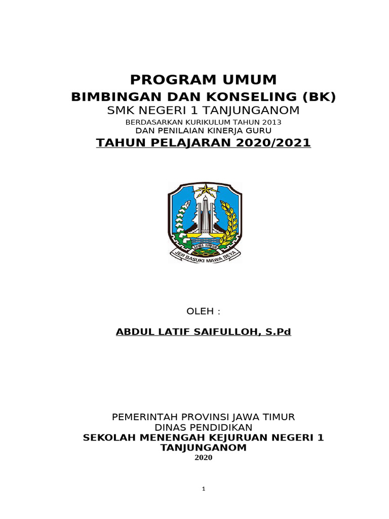 Program BK SMK Negeri 1 Tanjunganom 2020 | PDF