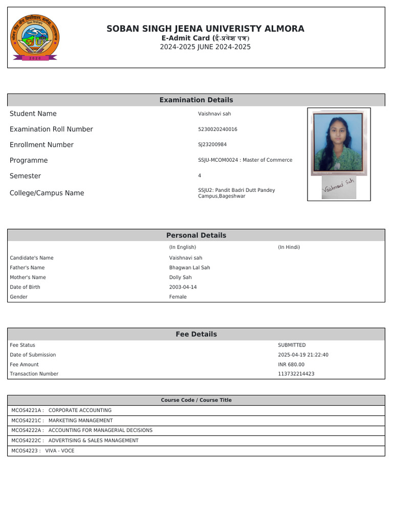Admit Card | PDF