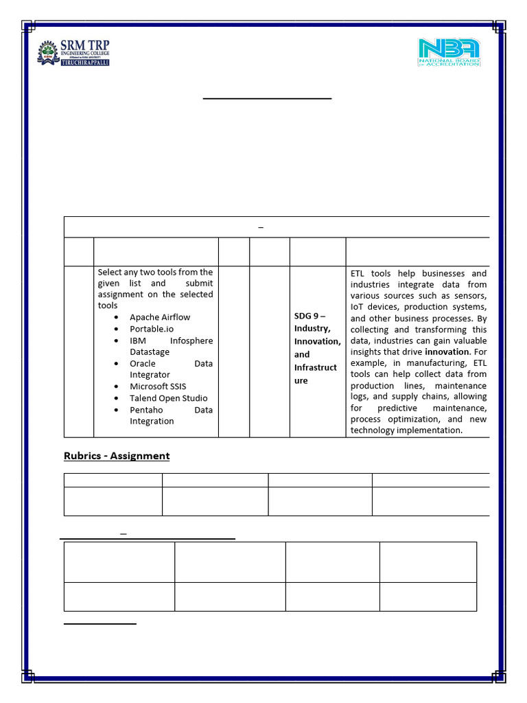 Data Warehousing Assignment on ETL Tools | PDF | Information Technology ...