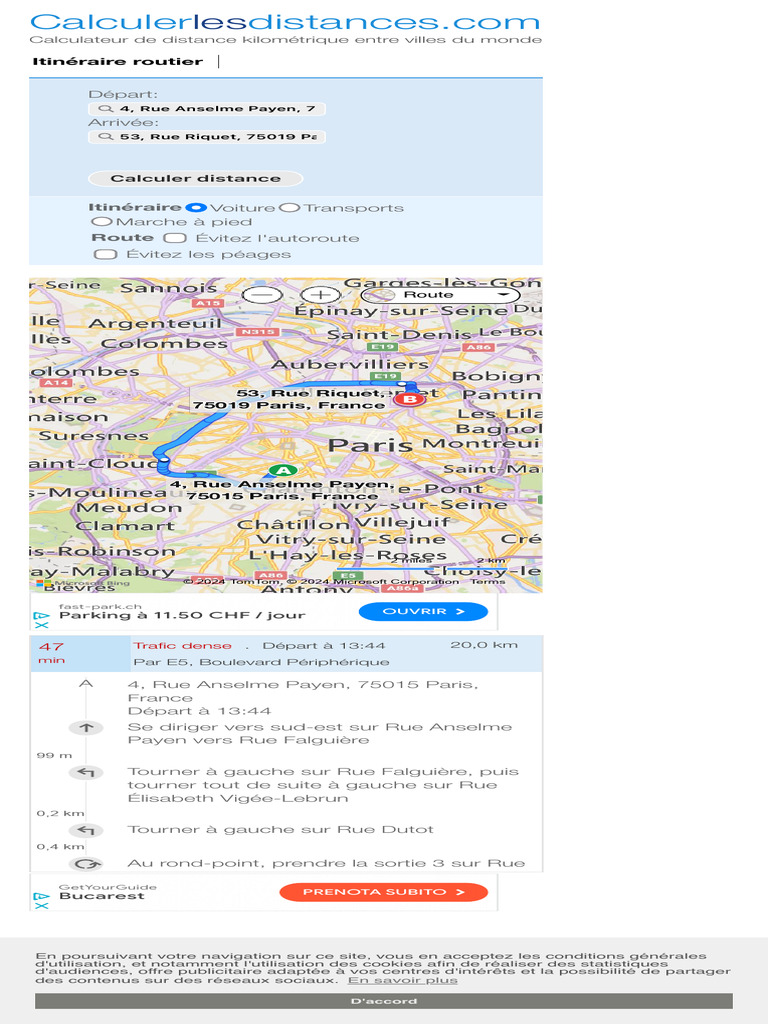 Distance entre deux villes à Paris | PDF | Transport