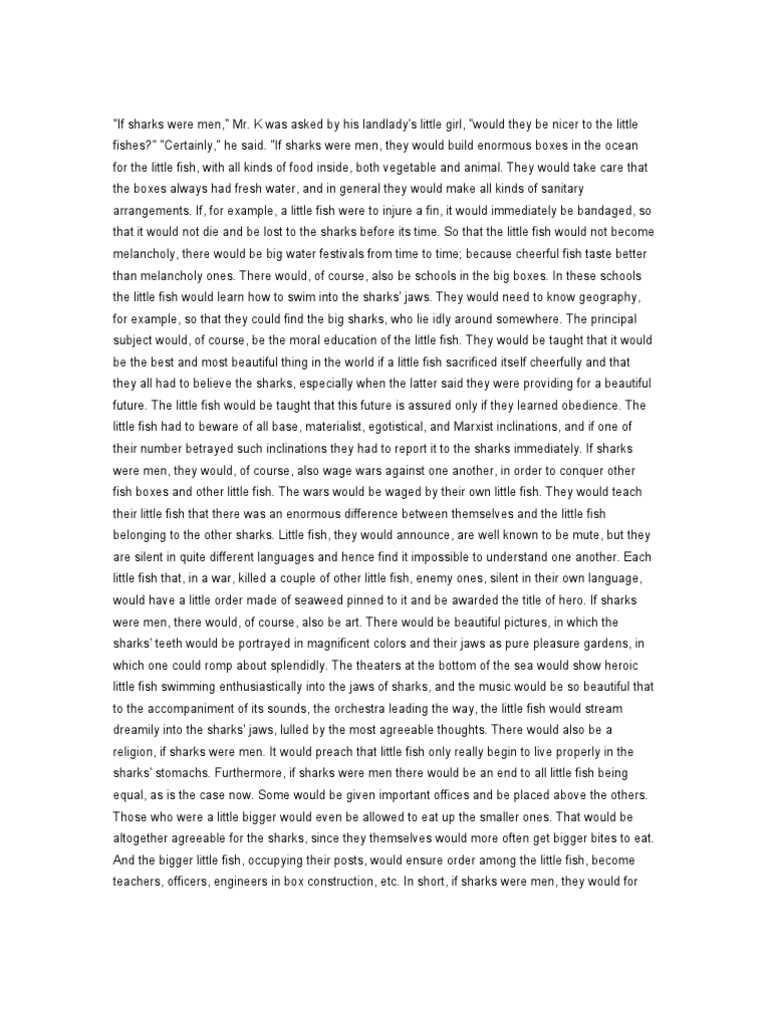 Brecht Wenn Die Haifische Menschen Waeren Sharks Fish