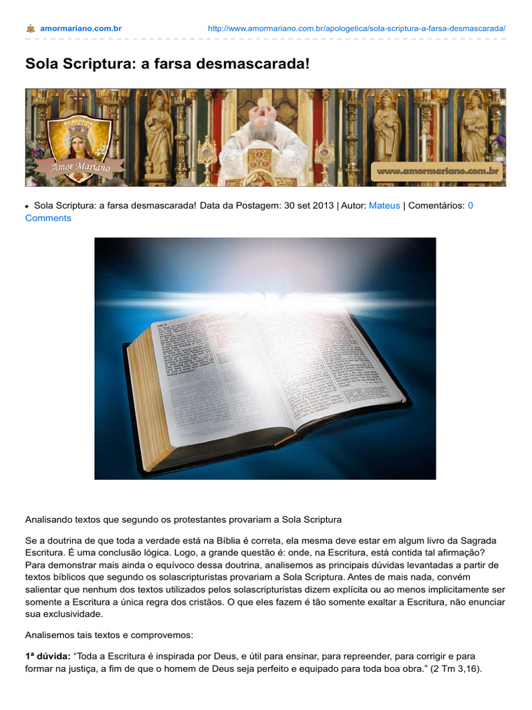 Sola Scriptura | PDF | Sola scriptura | Bíblia