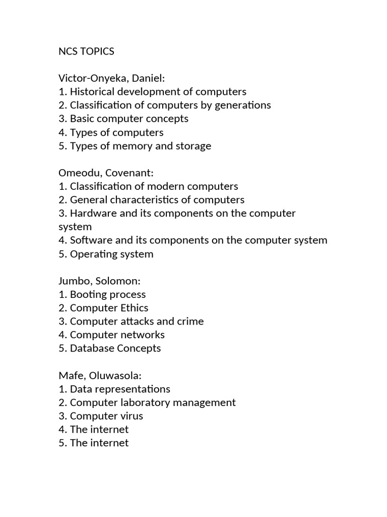 Ncs Topics | PDF