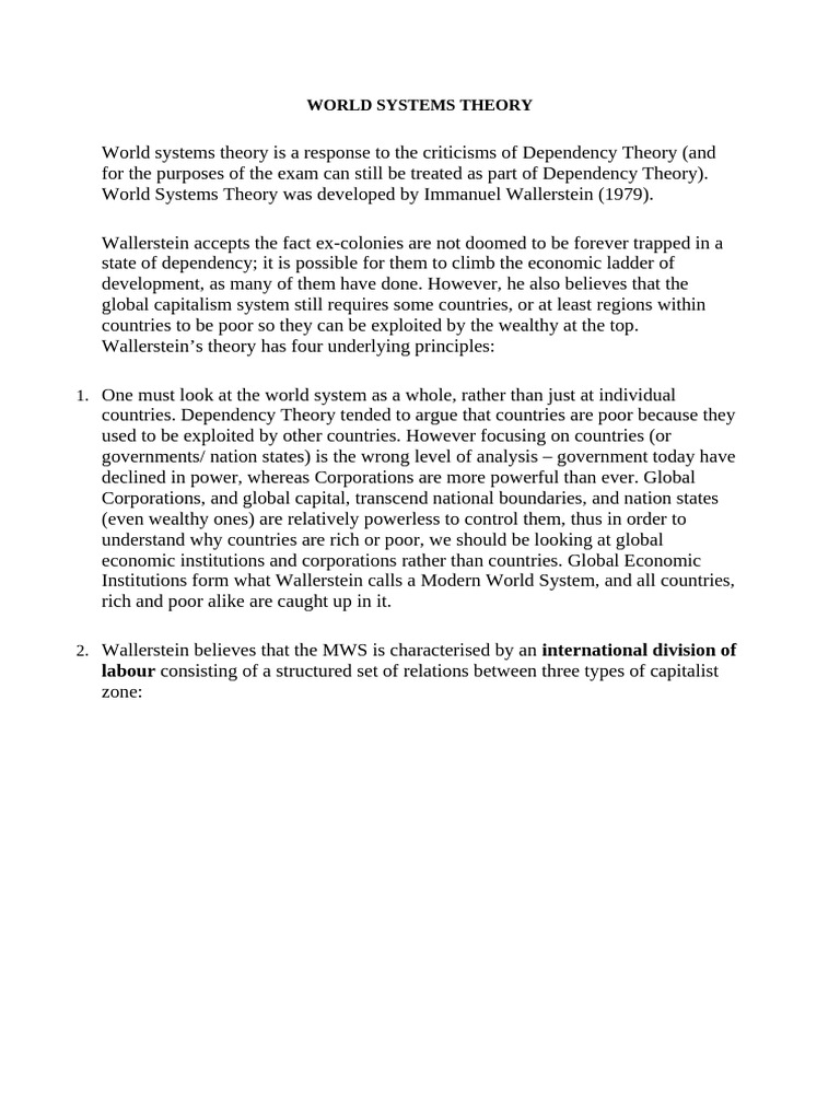 World Systems Theory | PDF | World Systems Theory | Economies