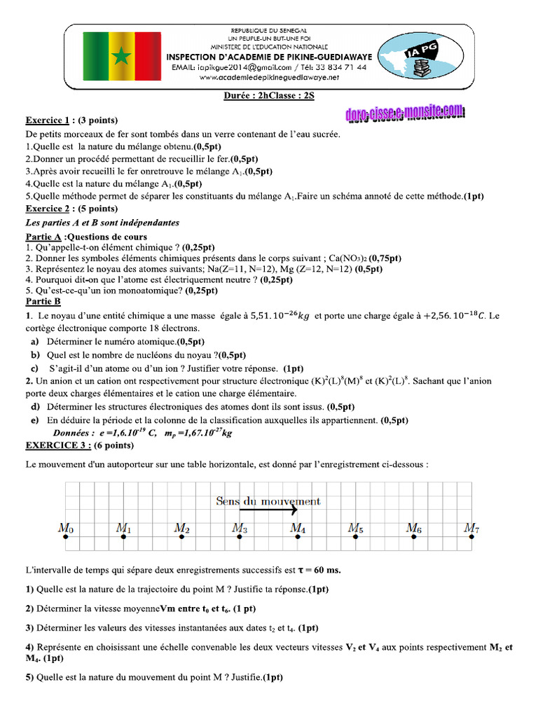 2nde S Comp 1sem Departemental 2017 2018 | PDF