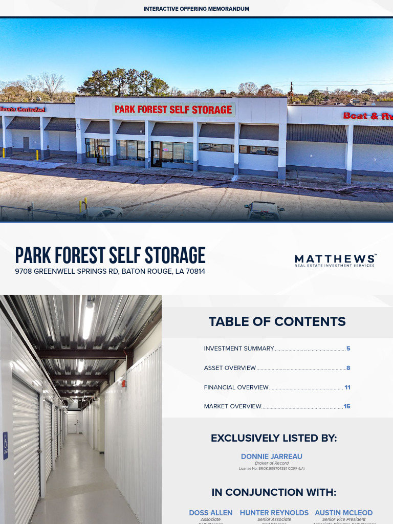 Park Forest Self Storage OM - Baton Rouge, LA | PDF | Renting | Payroll