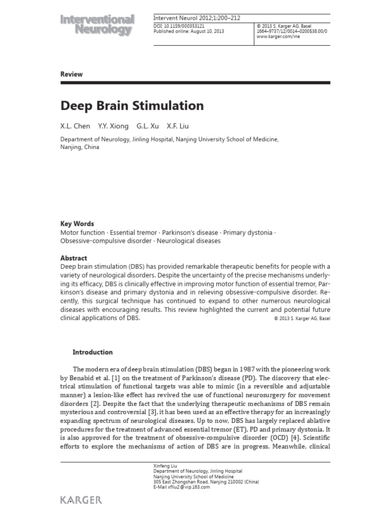 Deep Brain Stimulation for Neurological Disorders | PDF | Deep Brain ...