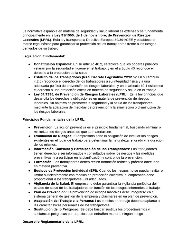 Prevención de Riesgos Laborales | PDF | Seguridad y salud ocupacional ...