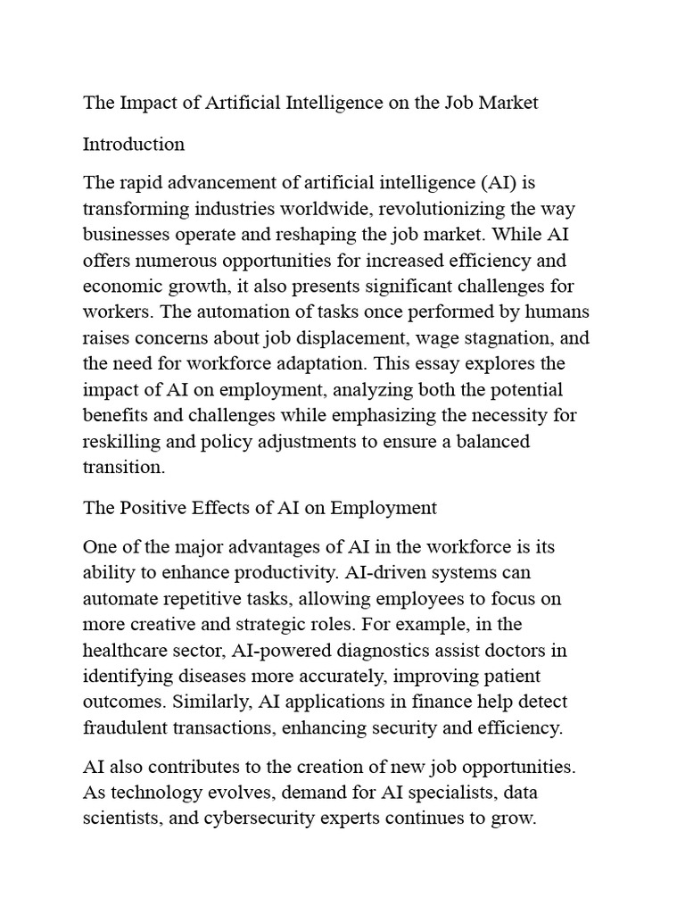 AI's Impact on the Job Market | PDF | Artificial Intelligence ...