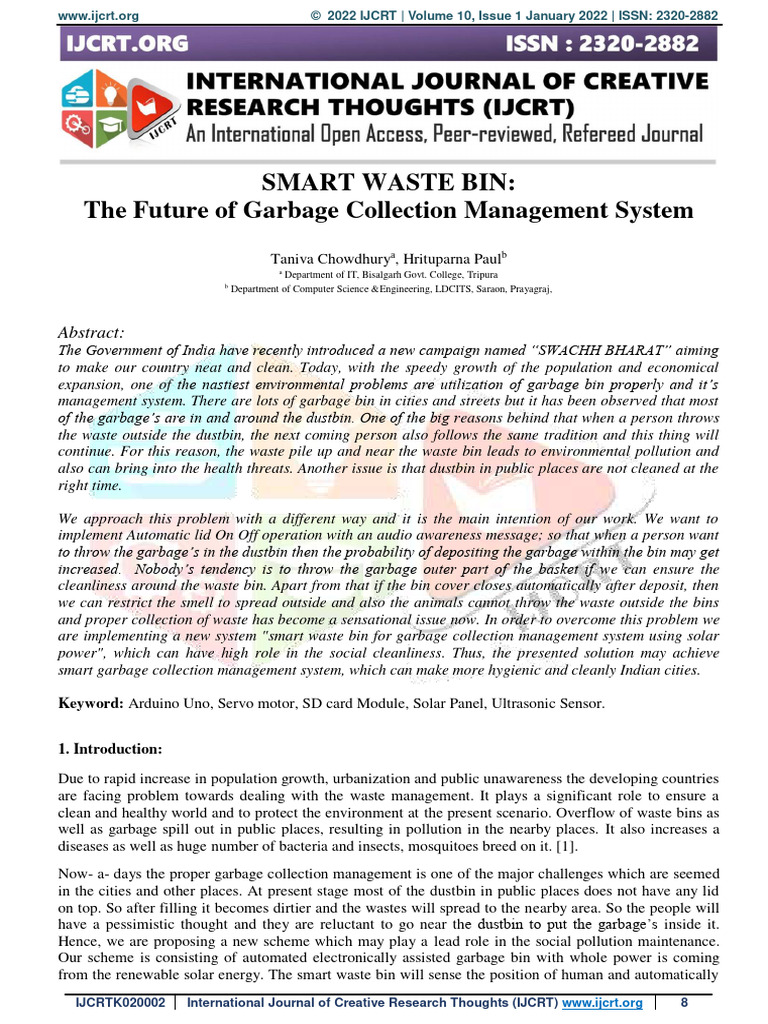 Smart Waste Bin The Future of Garbage Co | PDF | Photovoltaics ...