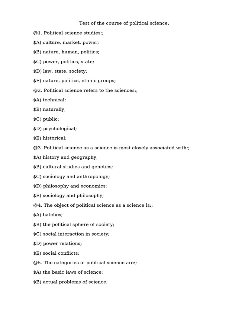 Political Science Course Overview | PDF | Science | Government