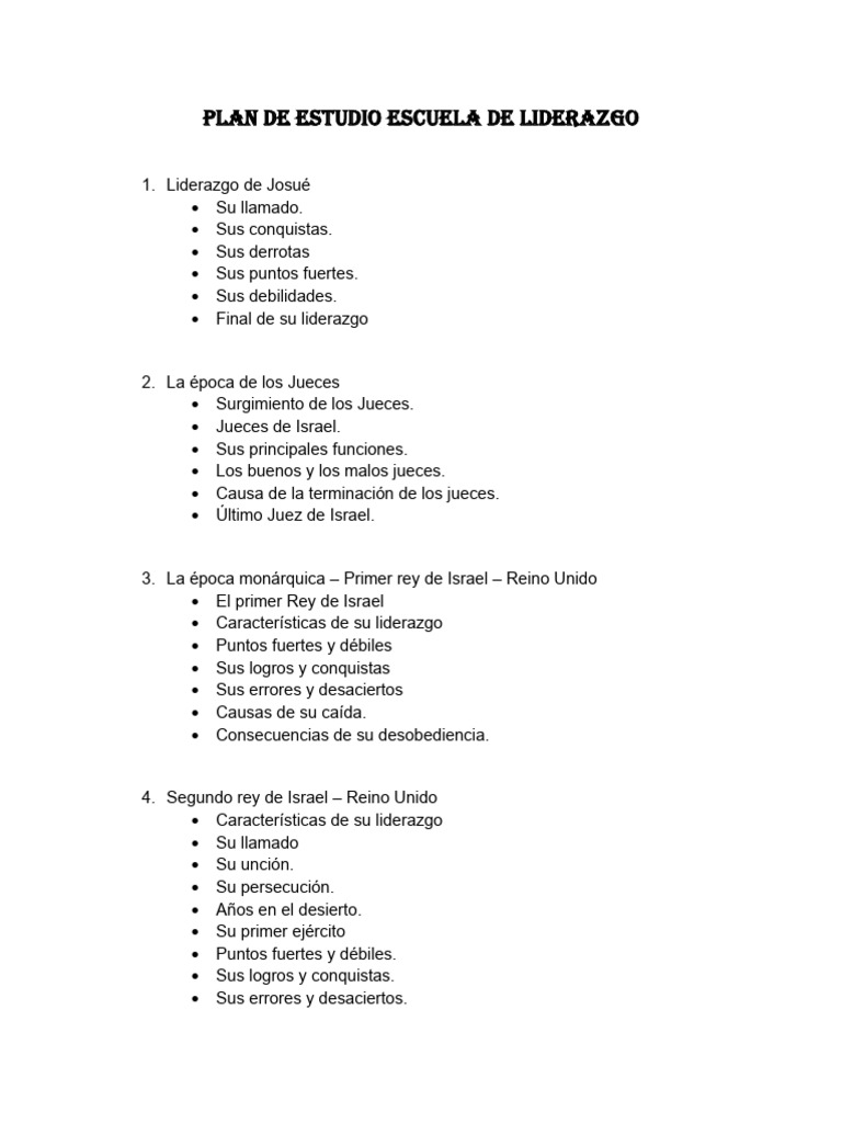 Plan de Estudio sobre Liderazgo en Israel | PDF | Mesías | Creencia ...