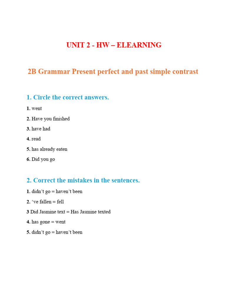 Grammar: Present Perfect vs Past Simple | PDF