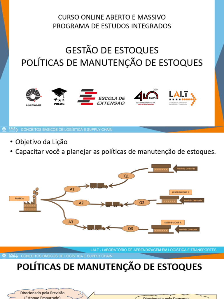4 Gestão de Estoques Políticas de Manutenção de Estoques - Slides 4 ...