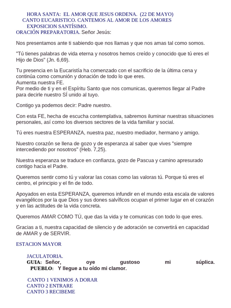 Amor de Jesús en la Eucaristía | PDF | eucaristía | Amor
