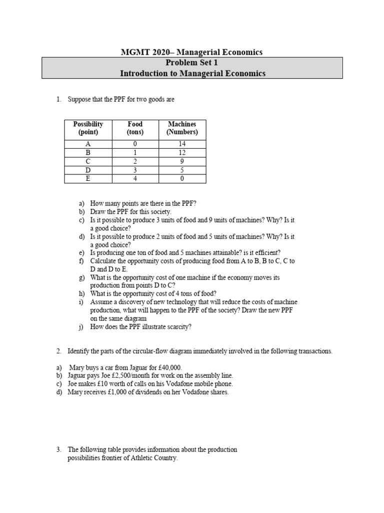Problem Paper 1-Introduction To Managerial Economics | PDF | Business ...