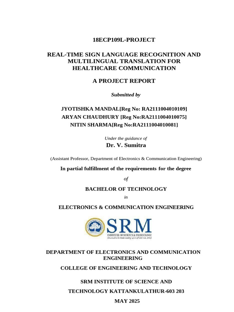 Real-Time Sign Language Translation System | PDF | Sign Language | Deep ...