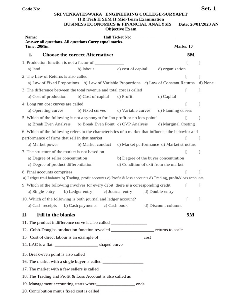 Business Economics Exam Questions | PDF | Debits And Credits ...
