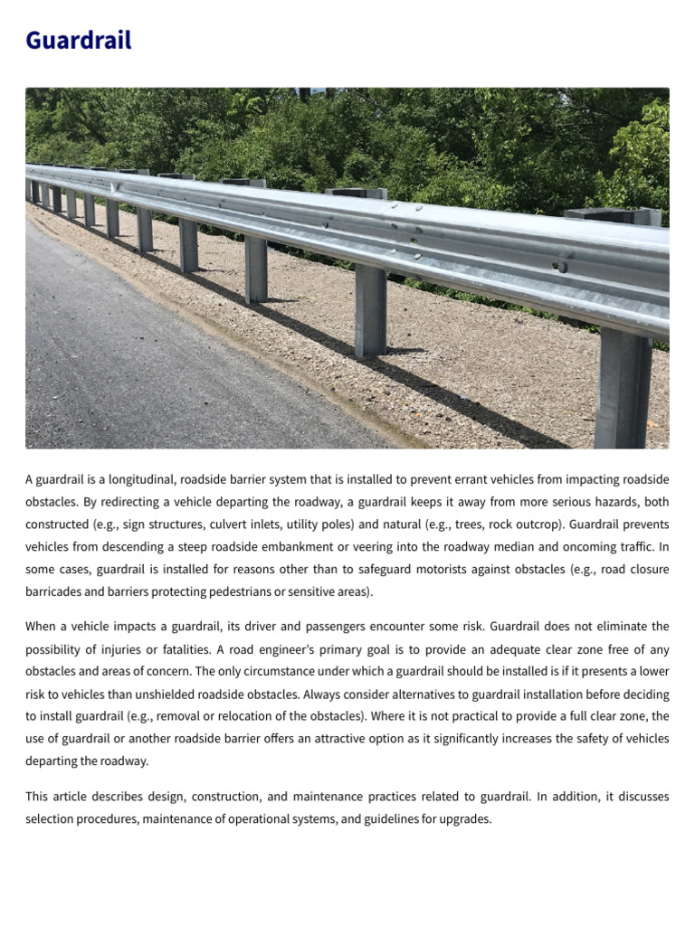 EG-7R Guardrail System Overview | PDF | Civil Engineering | Road ...