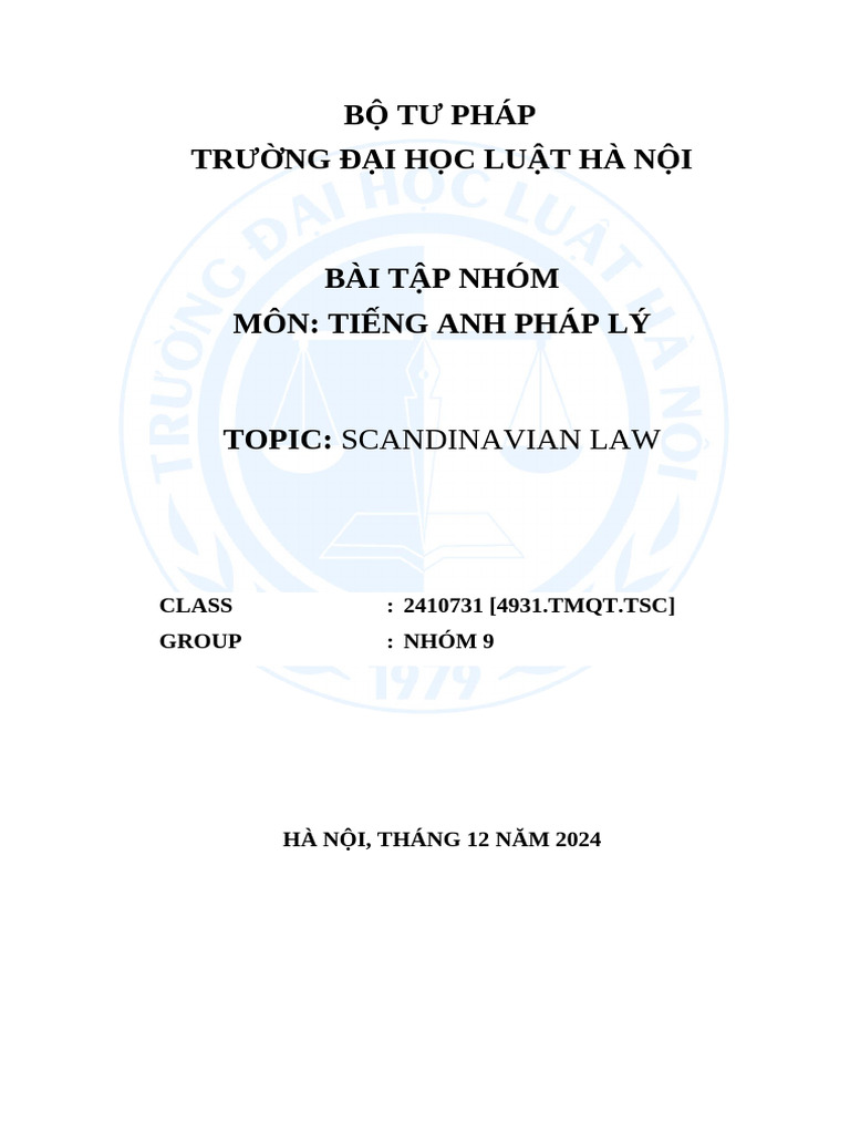 Group 9 Scandinavian Law | PDF | Civil Law (Legal System) | Scandinavia - Scandinavian Laws And Codes For Entrepreneurship