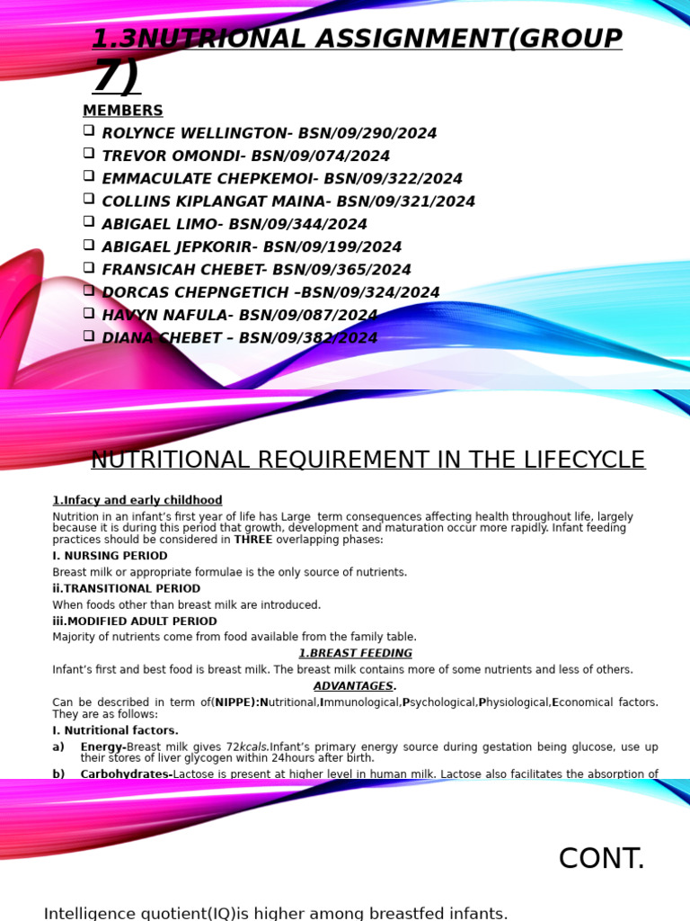 Nutrition Assignment Gruop 7 | PDF | Breast Milk | Milk