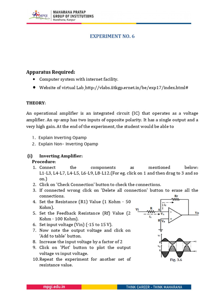 Inverting & Non-Inverting Amplifier Study | PDF