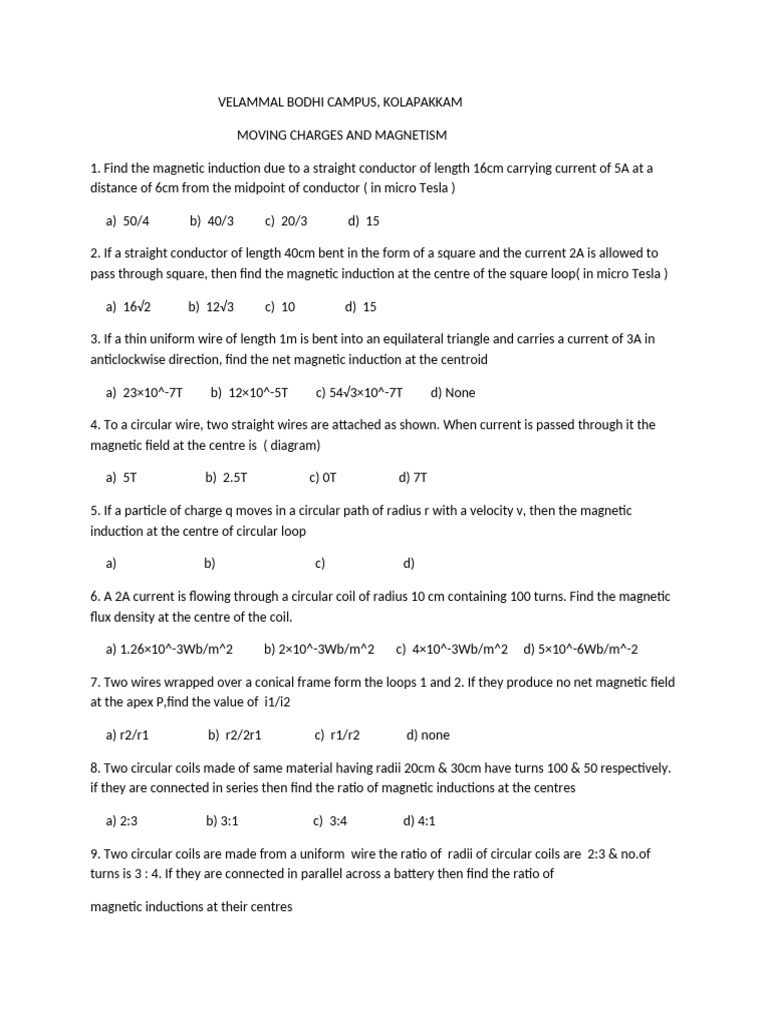 Magnetic Induction Problems and Solutions | PDF | Electromagnetic ...