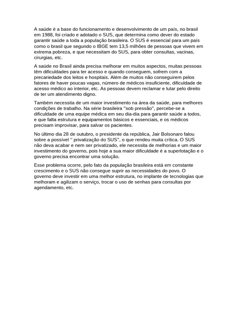 Desafios e Futuro do SUS no Brasil | PDF